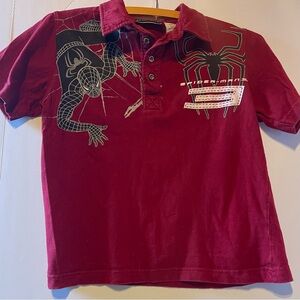 Boys Short Sleeve Red Pollo Shirt Spiderman Size 8/10 Graphics